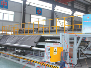 Production line of sprayed rough HDPE geomembrane