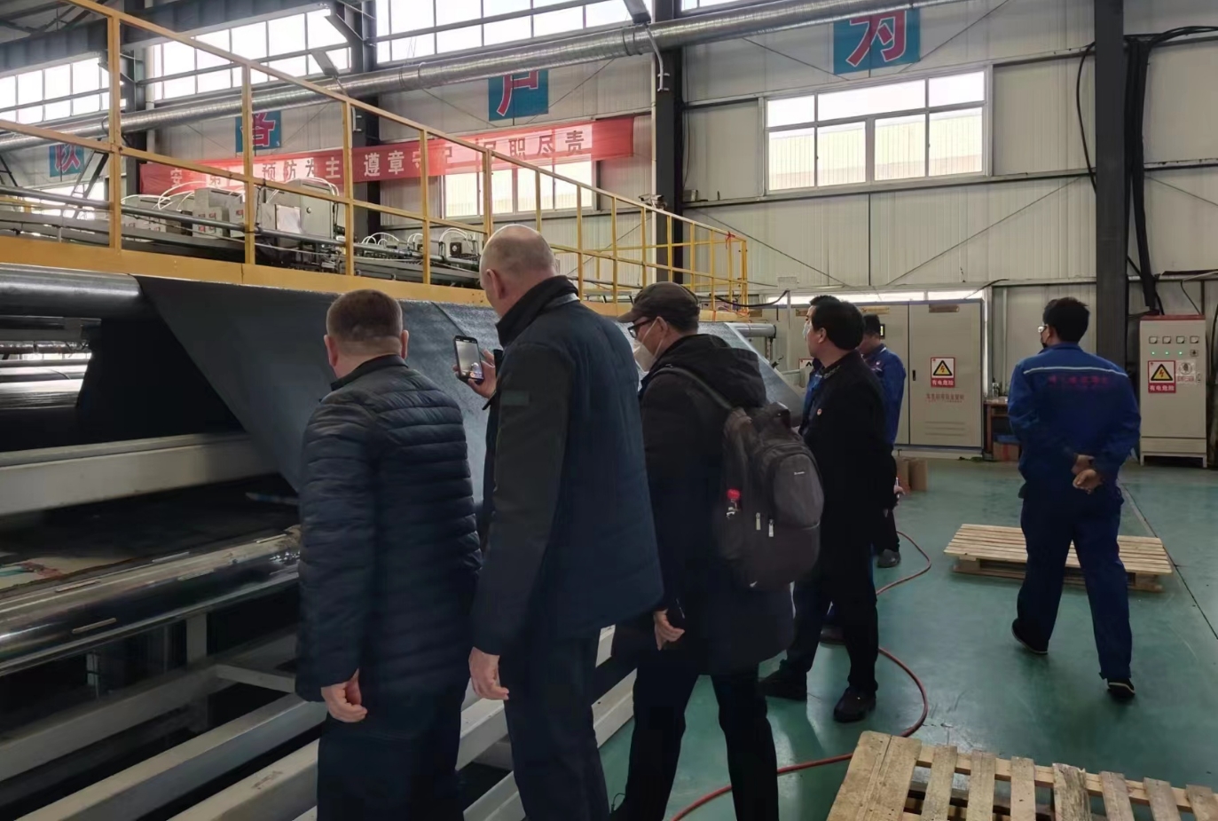 Geomembrane purchaser visits Yiboyangguang factory